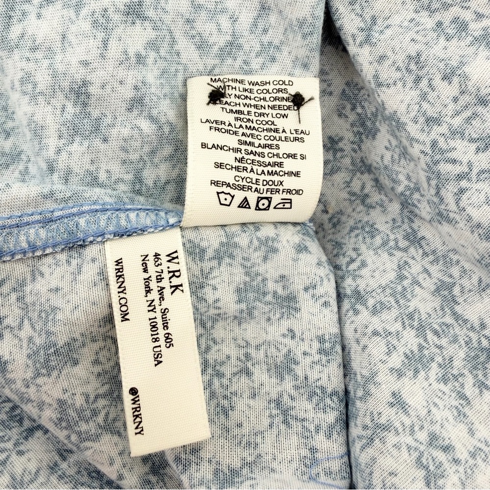 NEW WRK Reworked Shirt Men's XXL Slim Fit Short Sleeve Blue Floral Button Down - Picture 7 of 9